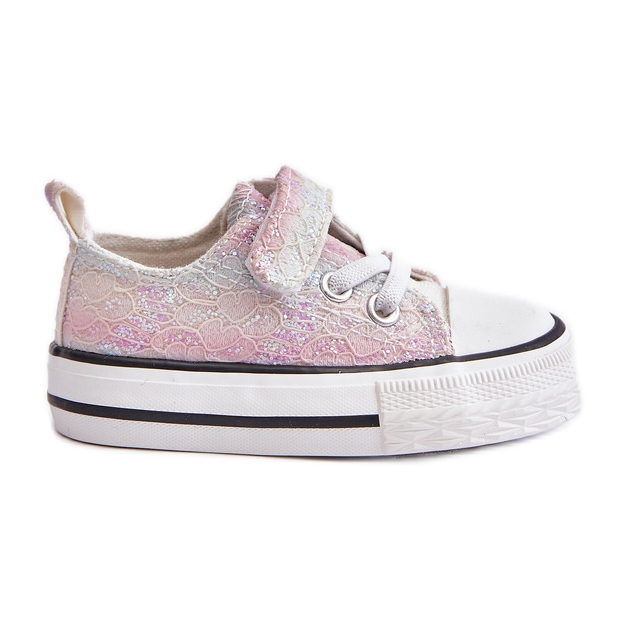 Velcro Baby Sneakers With Sequins Pink/Multicolor Caloma