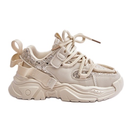 Children's Sneakers Decorated with Sequins Beige Liatoma