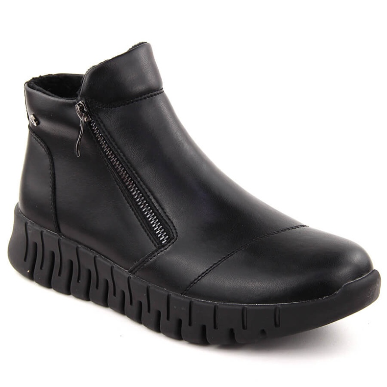Black leather women's ankle boots on the platform by Filippo DBT6345