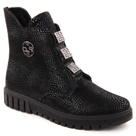 Black leather women's ankle boots on the platform by Filippo DBT6360
