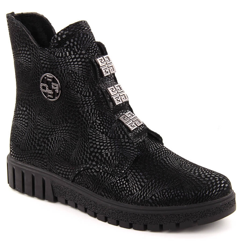 Black leather women's ankle boots on the platform by Filippo DBT6360