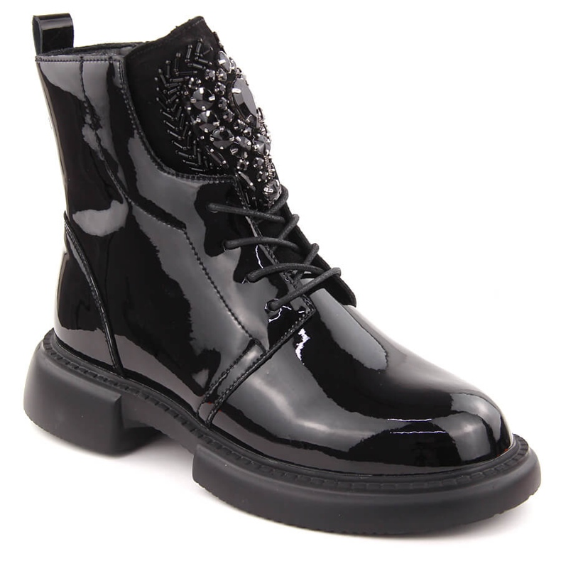 Black patent leather women's ankle boots with stones Filippo DBT6568 Black patent leather women's ankle boots with stones Filippo DBT6568