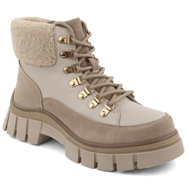 Beige leather women's ankle boots Filippo DBT6471