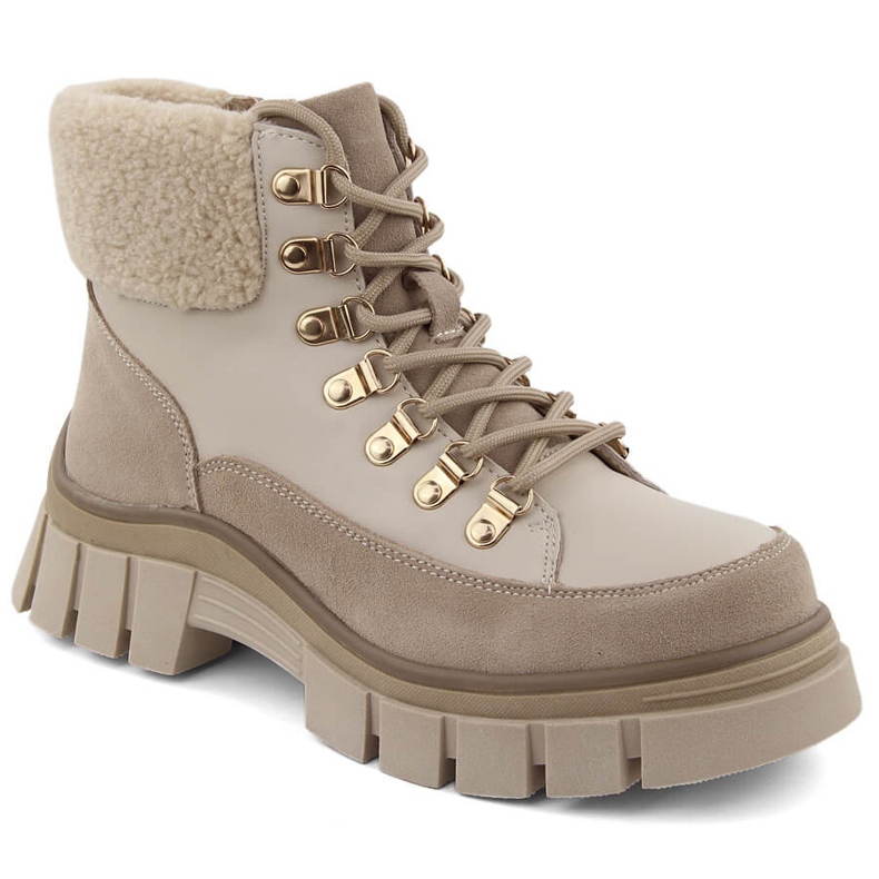 Beige leather women's ankle boots Filippo DBT6471