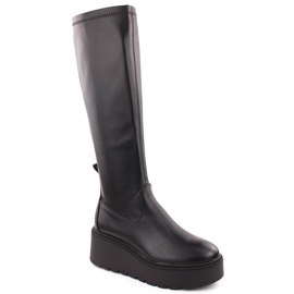 Women's elastic black wedge boots Vinceza 58342