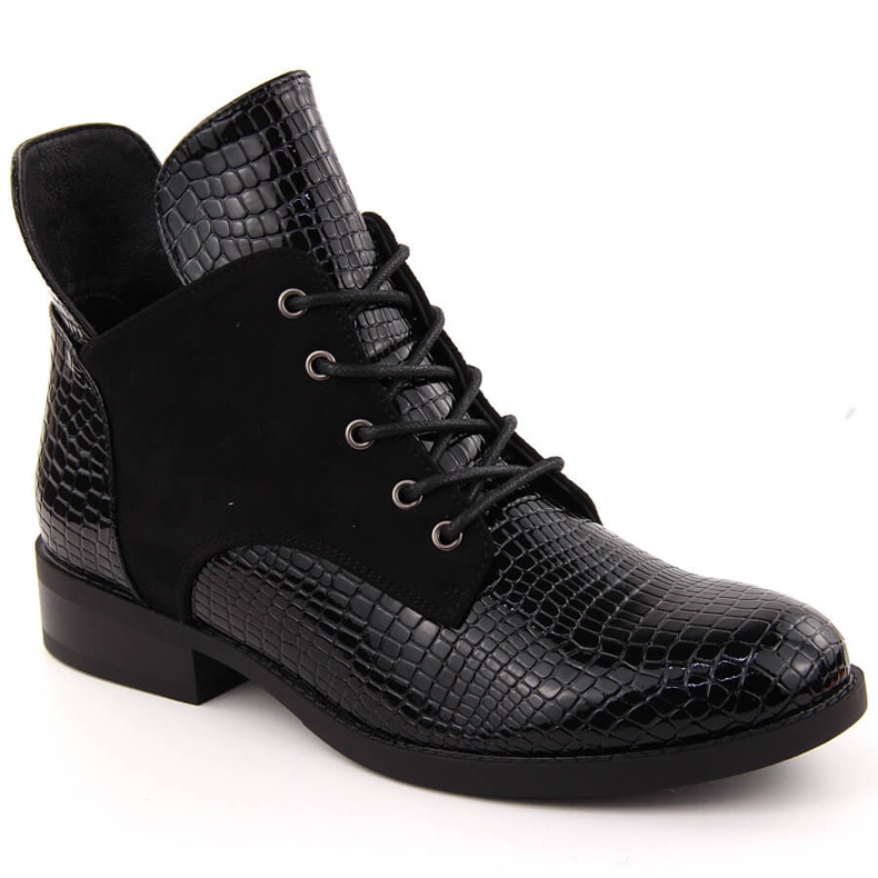 Women's patent leather ankle boots, black, Vinceza 16477