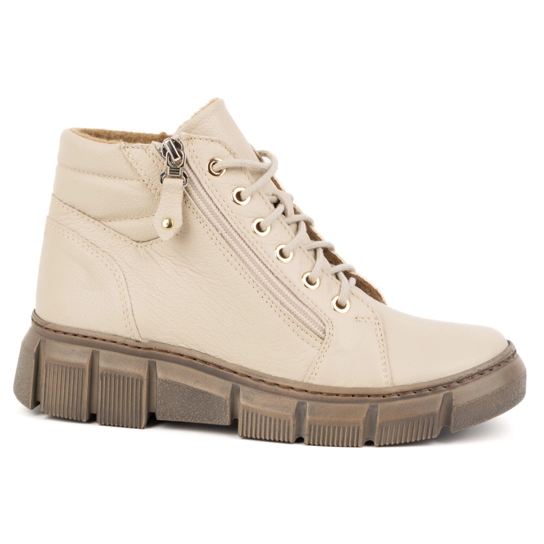 Olivier Women's insulated leather winter boots 1180, beige floter
