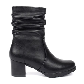 Black leather women's wrinkled ankle boots by Sergio Leone