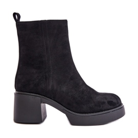 Eco Suede Women's Boots On High Heel Warm Black Meriluna