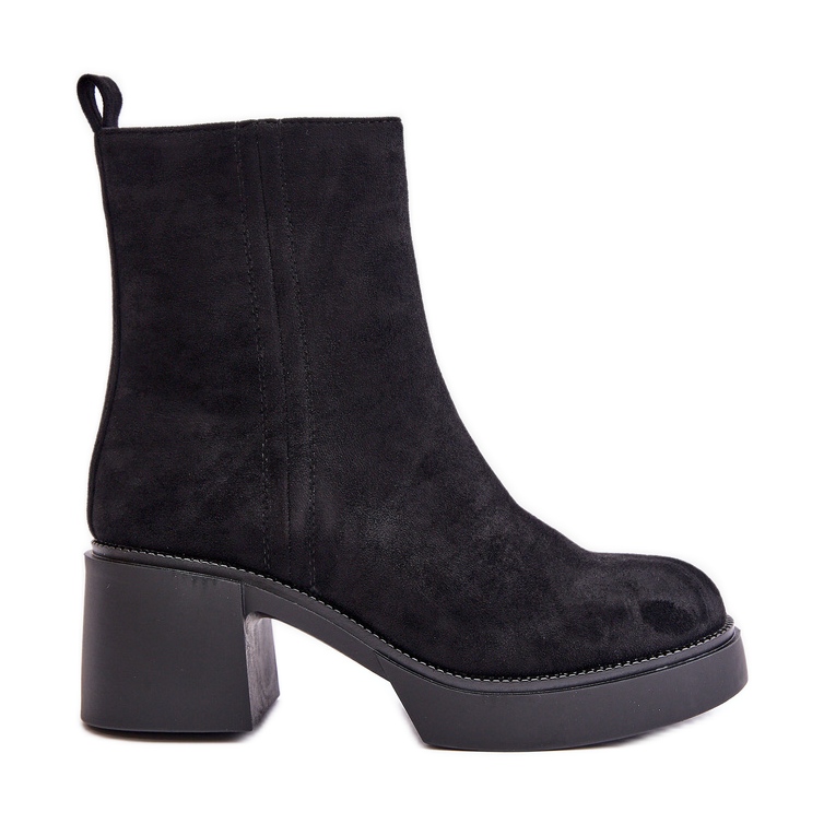 Eco Suede Women's Boots On High Heel Warm Black Meriluna