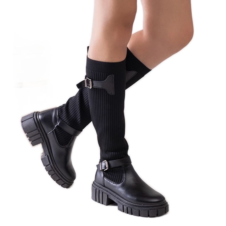 Miste black slip-on boots with elastic upper