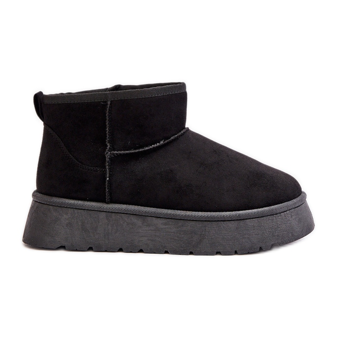 Black Saldren Women's Low Snow Boots On The Platform, Lined With Fur