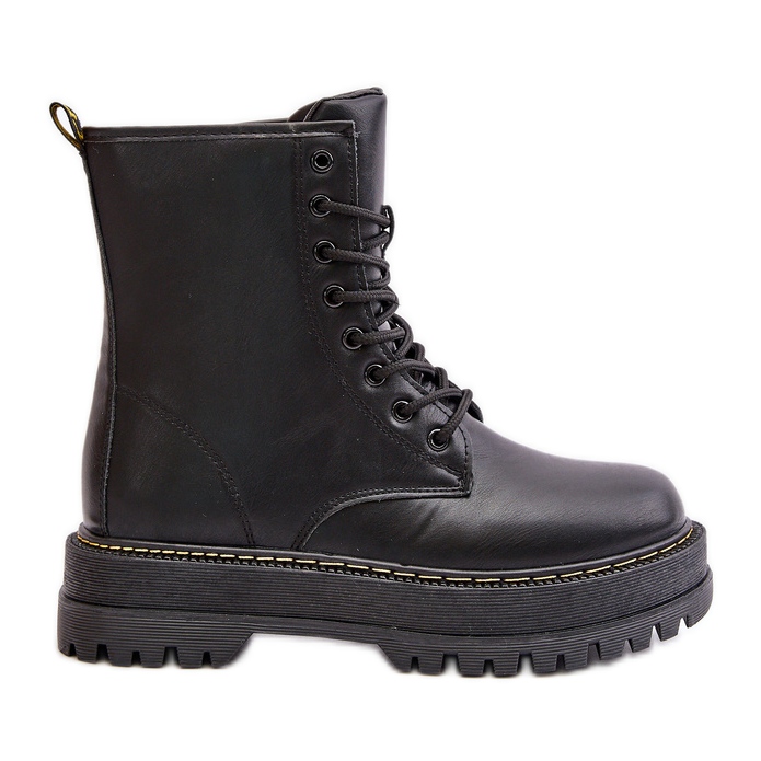 Insulated Eco Leather Worker Boots with Zipper, Black Naleli