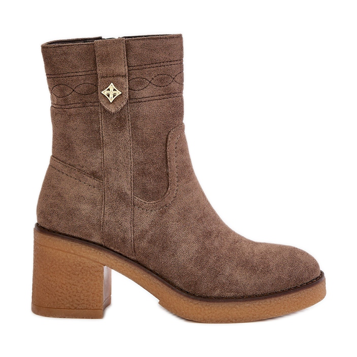 Insulated Women's Boots with High Heels, Brown Vailia Insulated Women's Boots with High Heels, Brown Vailia