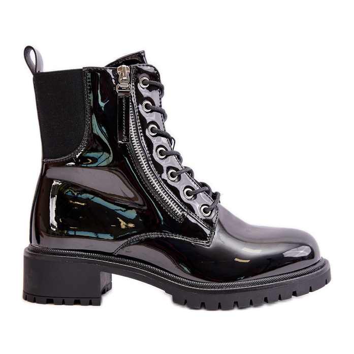 Patent Worker Boots With Zipper, Insulated Black Ravanthia