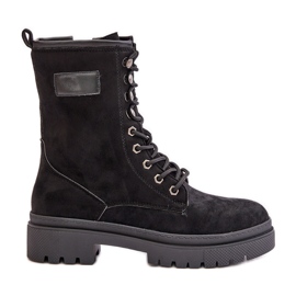Women's Worker Boots With Zipper Made of Eco Suede Black Savalann Women's Worker Boots With Zipper Made of Eco Suede Black Savalann