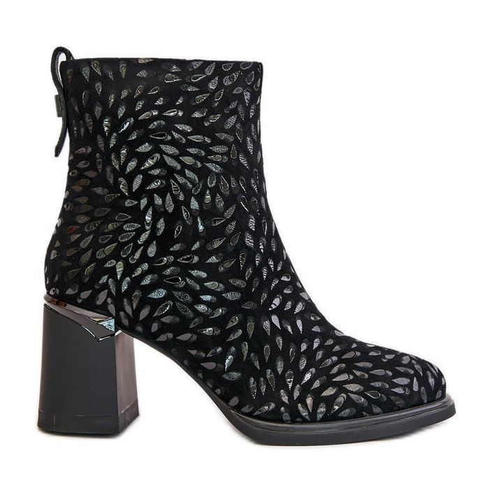 S.Barski Suede Ankle Boots With Decorative Embossing D&amp;A CR42-192 Black