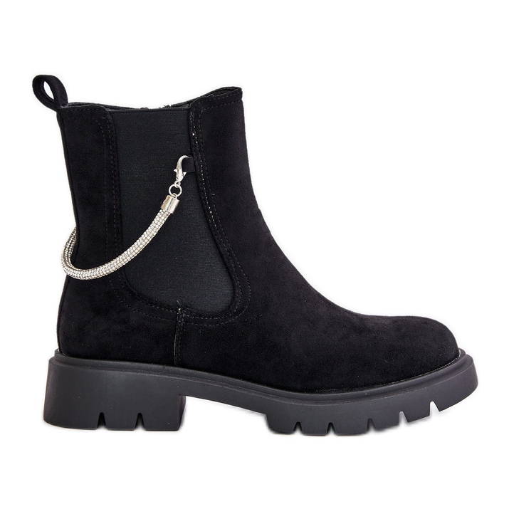Insulated Chelsea boots with a zipper and a decorative strap, Black Labenne