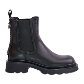 S.Barski Leather Chelsea boots with a decorative chain, warm D&A JC42-86 Black S.Barski Leather Chelsea boots with a decorative chain, warm D&A JC42-86 Black
