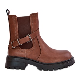 Leather Insulated Chelsea Boots With Belt Sergio Leone TR719-S Brown Leather Insulated Chelsea Boots With Belt Sergio Leone TR719-S Brown