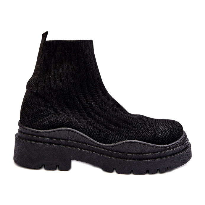 Marquiiz Women's Black Slip-on Sock Boots On A Massive Sole