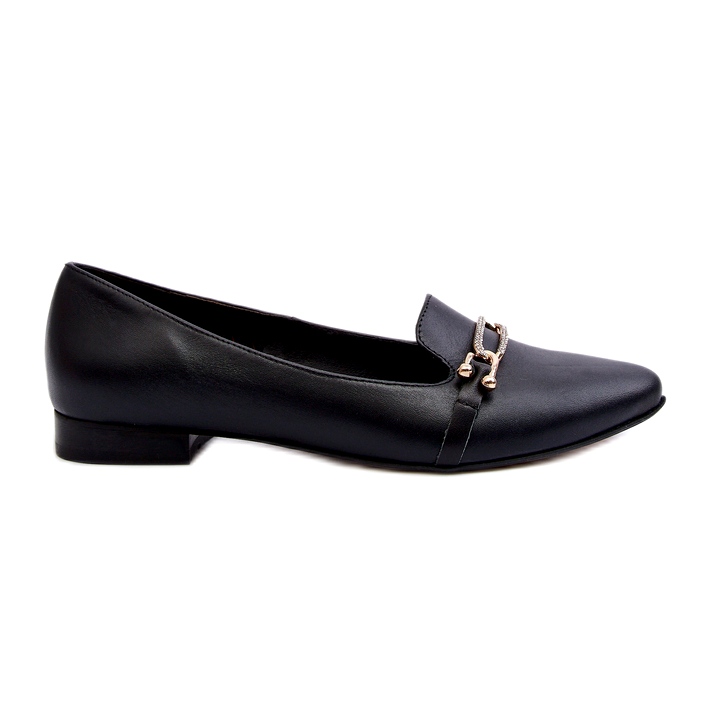 Zazoo 2885 Women's leather ballerinas with decoration black