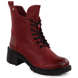 Red leather women's ankle boots by Filippo DBT6501