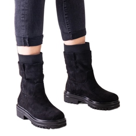 Black slip-on ankle boots with a Ralia sock