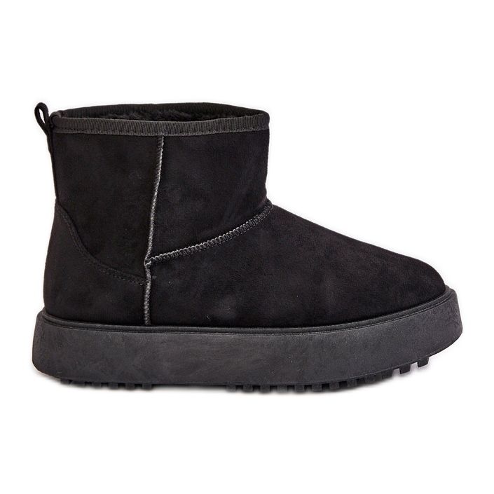Women's Platform Snow Boots Made of Eco Suede, Black Atteria
