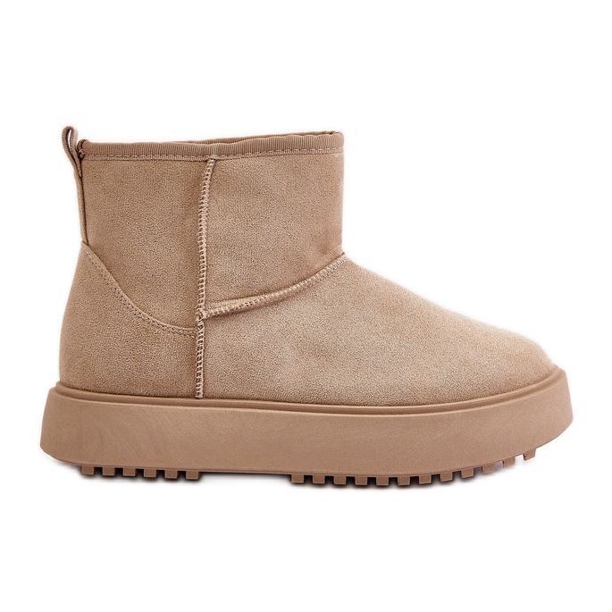 Women's Platform Snow Boots Made of Eco Suede Beige Atteria