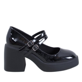 Lorai Black Wide Heel Pumps