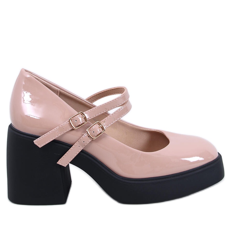 Lorai Khaki Wide Heel Pumps beige