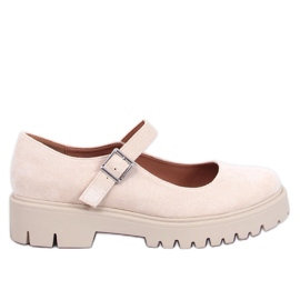 Holmess Beige Strappy Platform Ballerinas