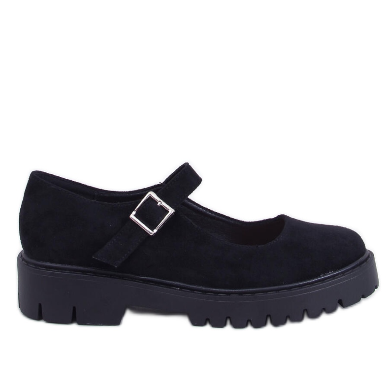 Holmess Black Strappy Platform Ballet Flats