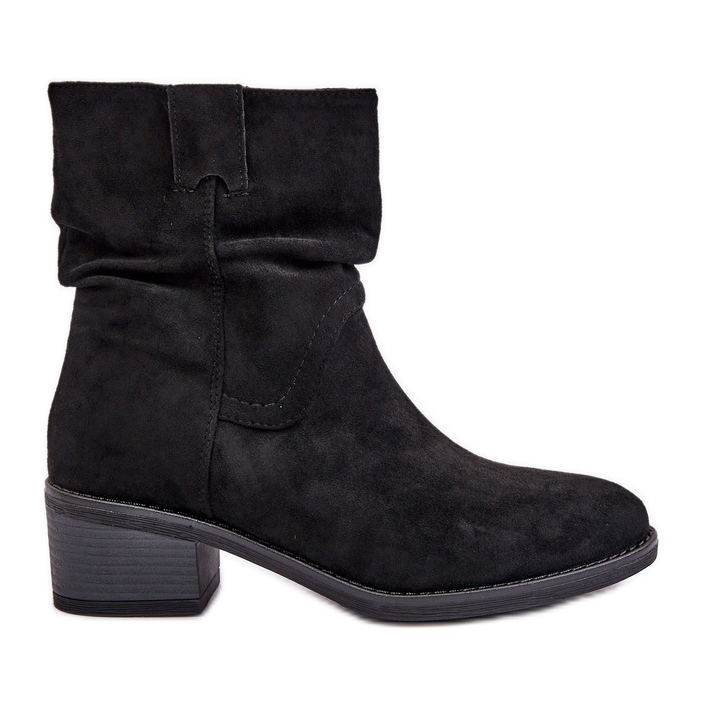 Black Zinanya Insulated Women's Ankle Boots With a Ruched Upper Low Heel