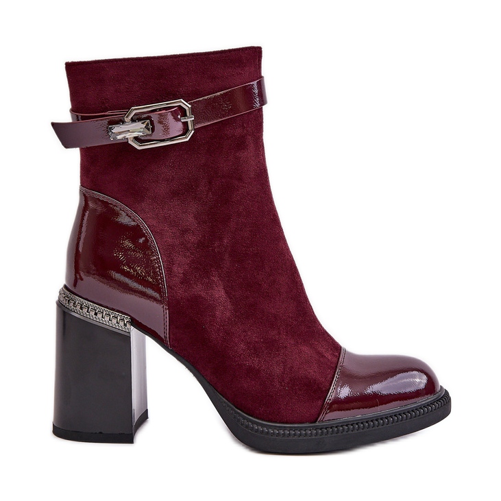 S.Barski Women's Insulated Boots On High Heel With Decorative Buckle D&amp;A MR880-085 Burgundy red