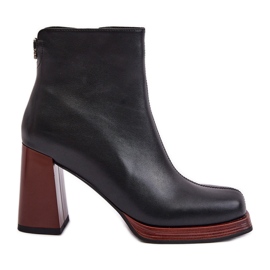 S.Barski Women's Leather Boots On High Heel Insulated D&amp;A JC42-37 Black