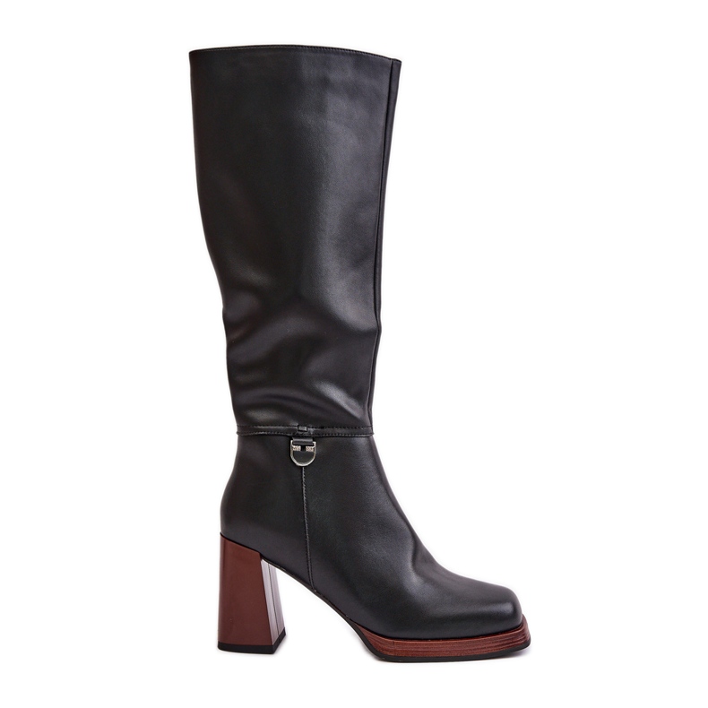 S.Barski Leather Elegant High Heel Warm Boots D&A JC42-39 Black S.Barski Leather Elegant High Heel Warm Boots D&A JC42-39 Black