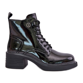 S.Barski Leather Patent Ankle Boots Insulated D&amp;A JC42-78 Black