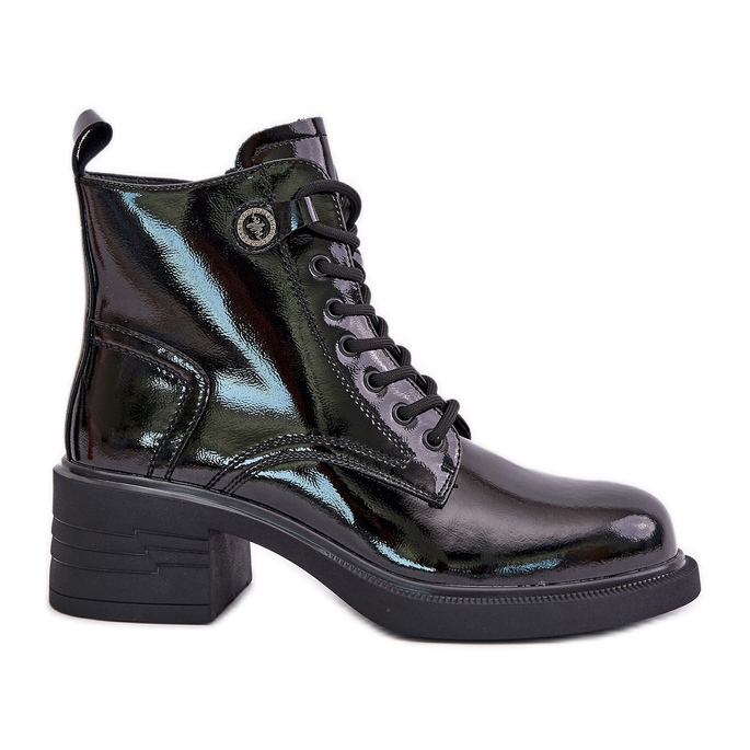 S.Barski Leather Patent Ankle Boots Insulated D&amp;A JC42-78 Black