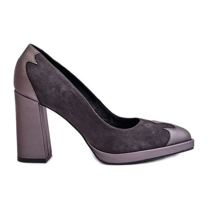 Suede High Heel Pumps Laura Messi 2702 Gray grey