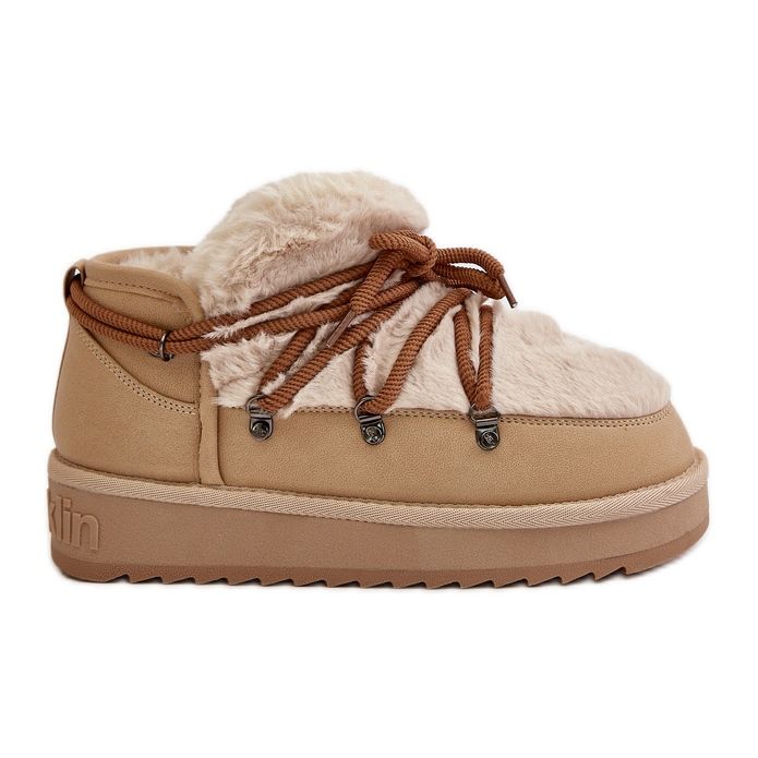 Low Platform Snow Boots With Fur D.Franklin DFSH370011 Beige