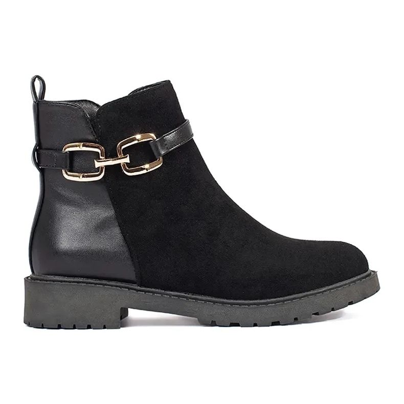 Ladies' black boots with a decorative buckle Ladies' black boots with a decorative buckle