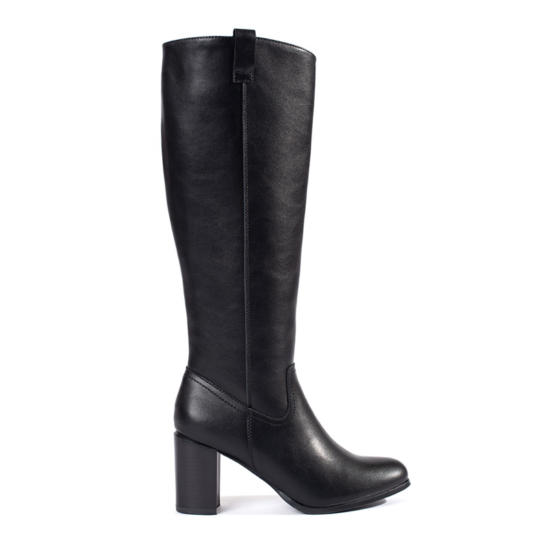 Black classic leather women's high-heeled boots by Sergio Leone Black classic leather women's high-heeled boots by Sergio Leone