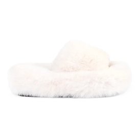 Seastar Beige furry home slippers on a platform