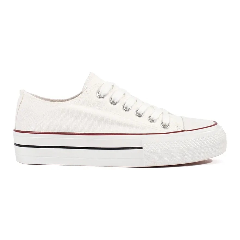 Seastar White classic women's lace-up sneakers with a platform