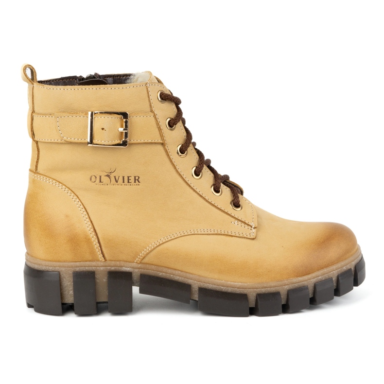 Olivier Women's leather boots, insulated, 373BB, beige