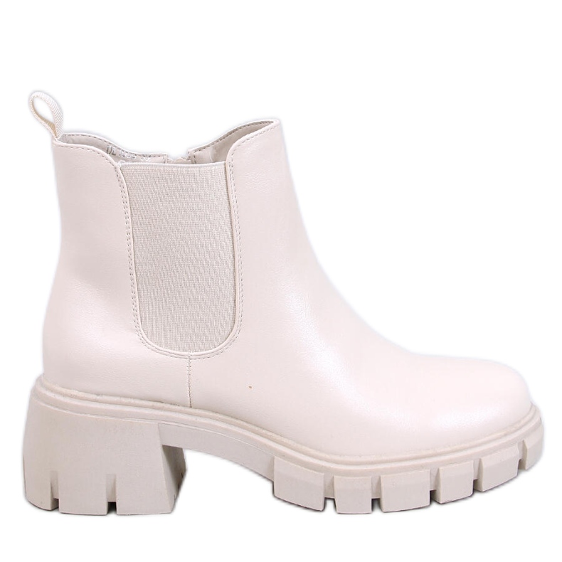 Ledeck Beige Pu wide-heeled Chelsea boots