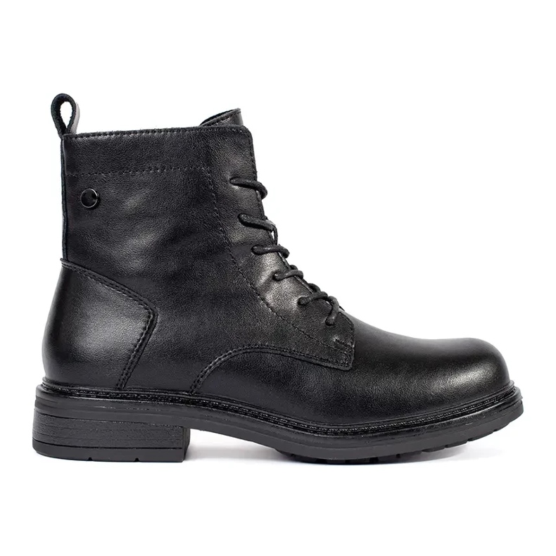 Black women's leather lace-up ankle boots by Sergio Leone