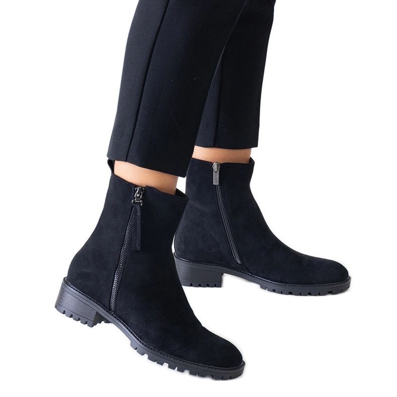 Black high ankle boots on the Zahra eco-suede platform